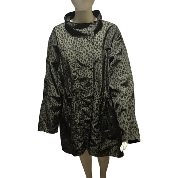 🍀🍀Soft Surroundings Nylon Leopard Animal Print Jacket 1X - Picture 2 of 5